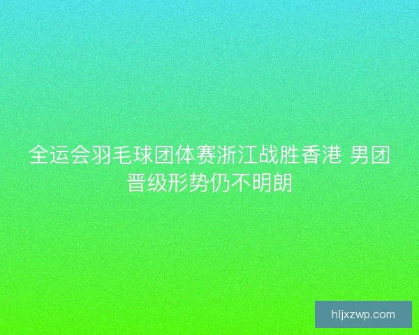 全运会羽毛球团体赛浙江战胜香港 男团晋级形势仍不明朗
