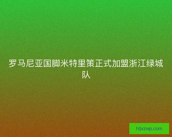 罗马尼亚国脚米特里策正式加盟浙江绿城队
