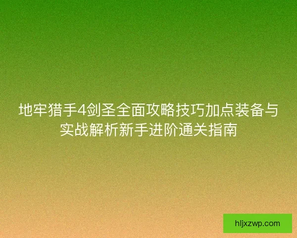 地牢猎手4剑圣全面攻略技巧加点装备与实战解析新手进阶通关指南